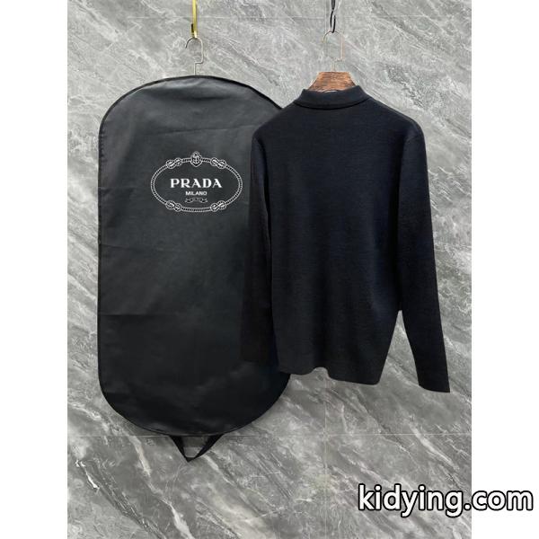 ブラック / グレー セーター POLO 三角ロゴ 2025秋冬シャープ プラダ PRADA 偽物 トップス 定番-3