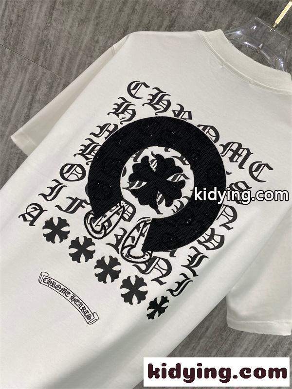 洗練 ホワイト 半袖 Tシャツ ワンポイント CHROME HEARTS ミニマル 大人カジュアル クロムハーツ コピー-5