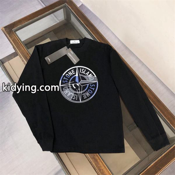 ストーンアイランド長袖ｔシャツ 偽物 秋スタイル 高級 人気 ブルーコンパスロゴ ブラック STONE ISLAND-3
