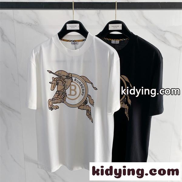 ホースマーク プリントTシャツ アートグラフィック BURBERRY バーバリー コピー Tシャツ ストリート映え クリーンスタイル-0