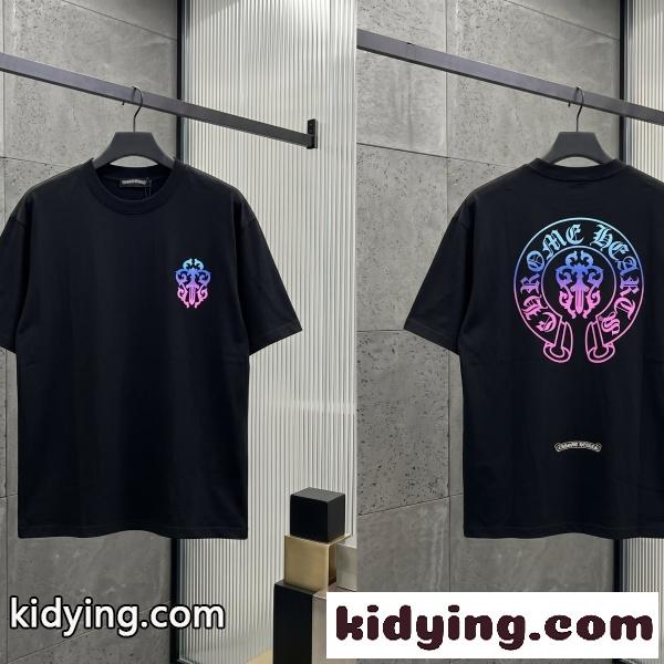 CHROME HEARTS コピー クロムハーツ コピー グラデーションホースシューTEE ネオンロゴ バックプリント半袖 注目度高め-11