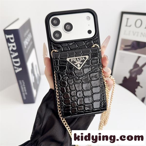 スマホケース チェーン付き PRADA ミニバッグ風 カードポケット付き プラダ コピー レディース-8
