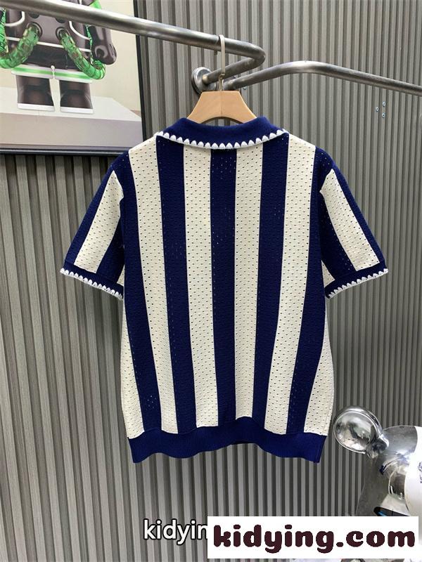 プレミアム LOEWE ロエベ コピー ニットポロシャツ ストライプ ハーフジップ 上品-1