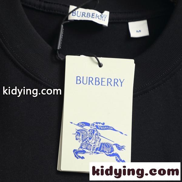 BURBERRYバーバリーブルー刺繍ホースロゴ半袖Tシャツ320g厚手コットン微ゆったりシルエット-6