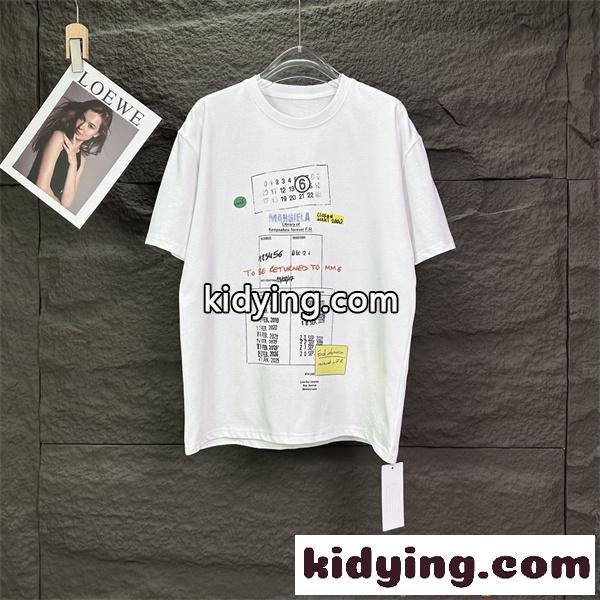 Maison Margiela メゾン マルジェラ コピー Tシャツ 半袖 プリントT クルーネック ホワイト カジュアル-0