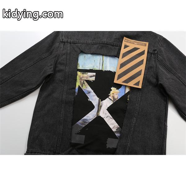 ヴィンテージ 合わせやすい ブラック デニム ジャケット 定番 Off-White オフホワイト コピー-5