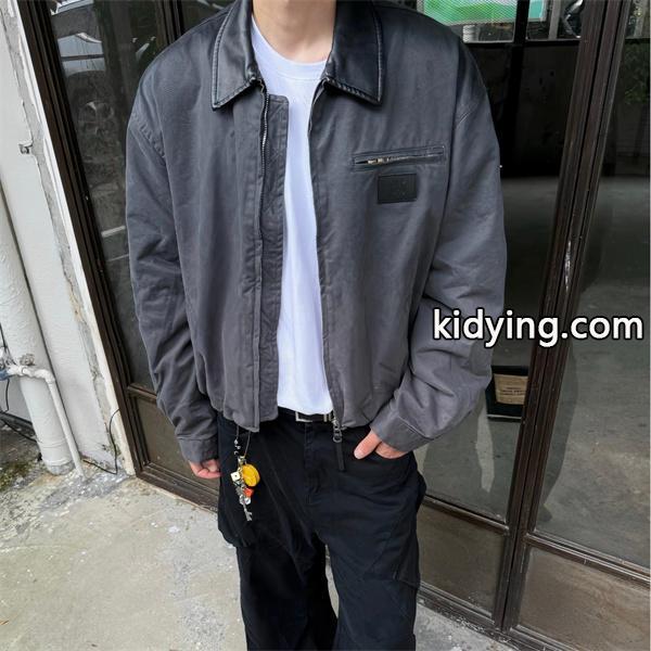 グレー ヴィンテージ加工 シンプル ジャケット 偽物 秋冬 モダン 落ち着いた アクネ ストゥディオズ Acne Studios 注目-0