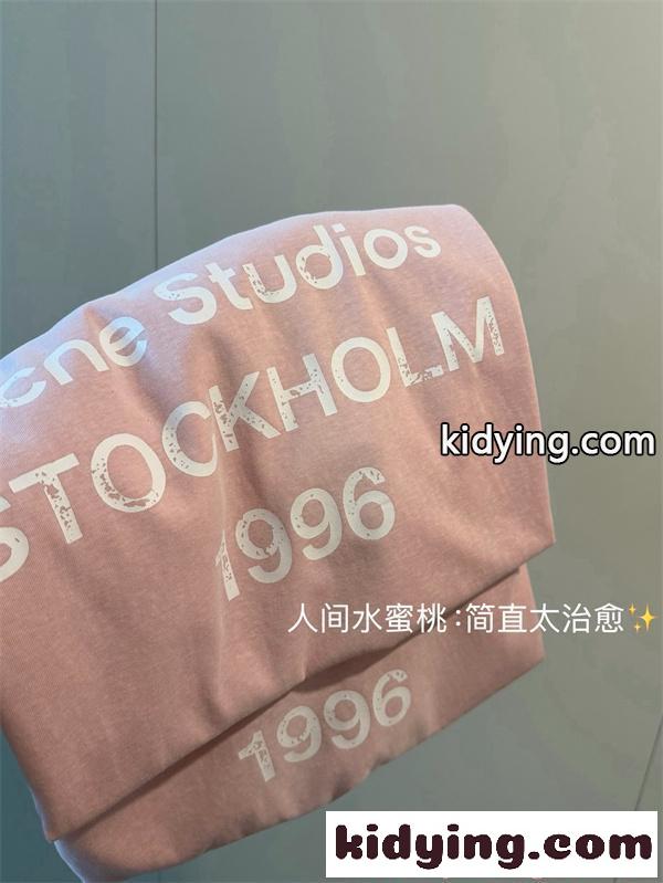 アクネストゥディオズ コピー プリント Acne Tシャツ ピンク 半袖 シンプル カジュアル 柔らか-4