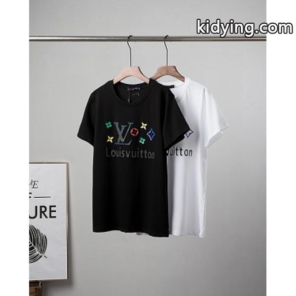 ルイヴィト同じスタイルのスター Louis Vuitton個性的Tシャツコピー 男女適用 ブラックホワイト-0