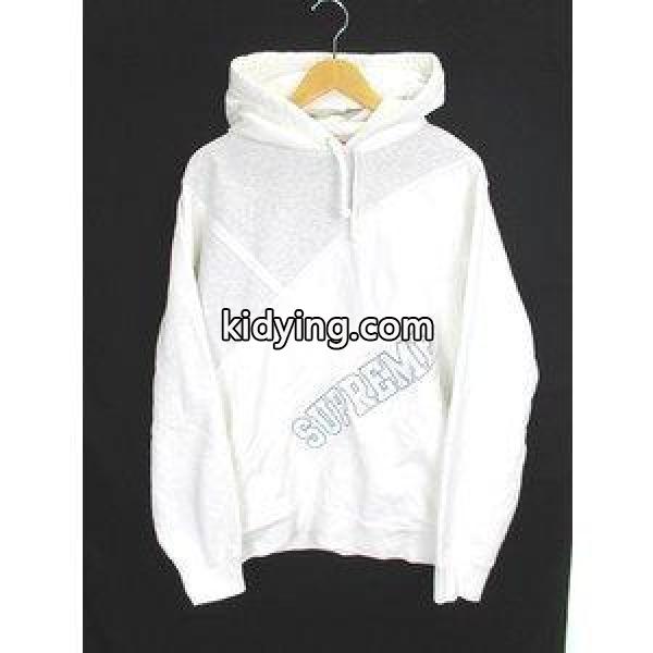 シュプリーム SUPREME 18SS diagonal hooded sweatshirt スウェットパーカー 刺繍ロゴ ホワイト 白 メンズ-0
