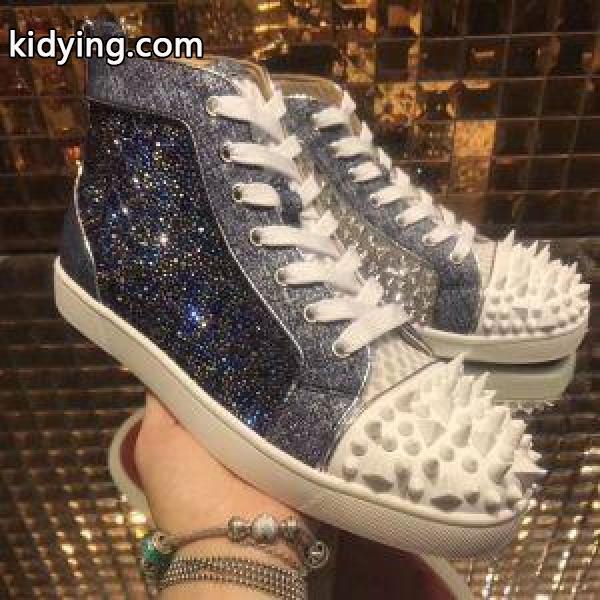 限定販売モデルルブタンスニーカーメンズハイカットスパイクスポーツシューズきらきらしているChristian Louboutin靴-0