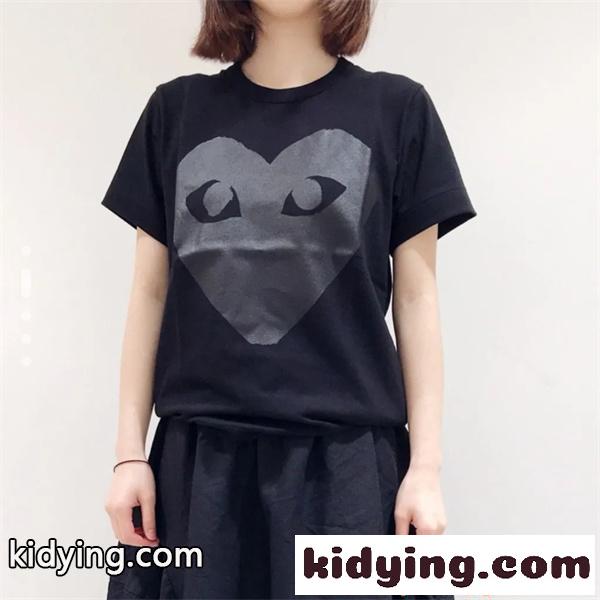 コムデギャルソン プレイ COMME des GARÇONS PLAY 激安 Tシャツ 半袖 ブラックハート モノトーン フロントプリント ミニマル 洗練 ユニセックス 軽量 コットン 黒-0