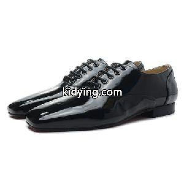 上品CHRISTIAN LOUBOUTINメンズロファールブタン 靴 激安 ビジネスシューズエナメルブラック-0