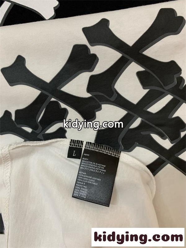 アミリ AMIRI コピー BONES STACKED Tシャツ メンズ 半袖 骨プリント ストリート ブラック ロゴT オーバーサイズ-4