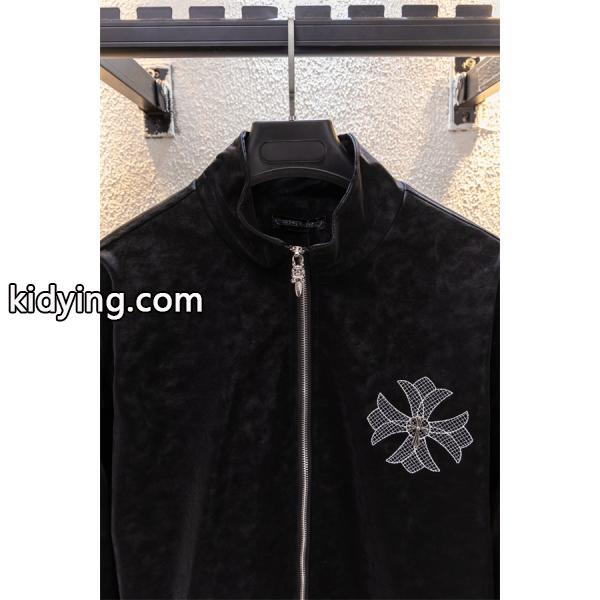 暖冬新作 ブラック クロス刺繍デザイン Chrome Hearts クロムハーツ スーパーコピー ジャケット 裏起毛-1