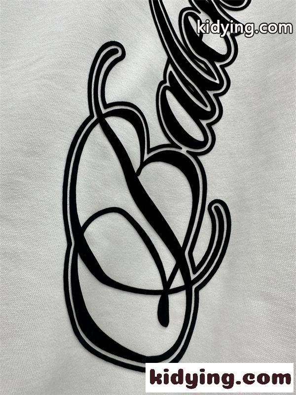 バレンシアガ コピー 半袖Tシャツ ワイドフィット ブラック ホワイト 片面プリント 縦配置 Balenciaga シンプル-6