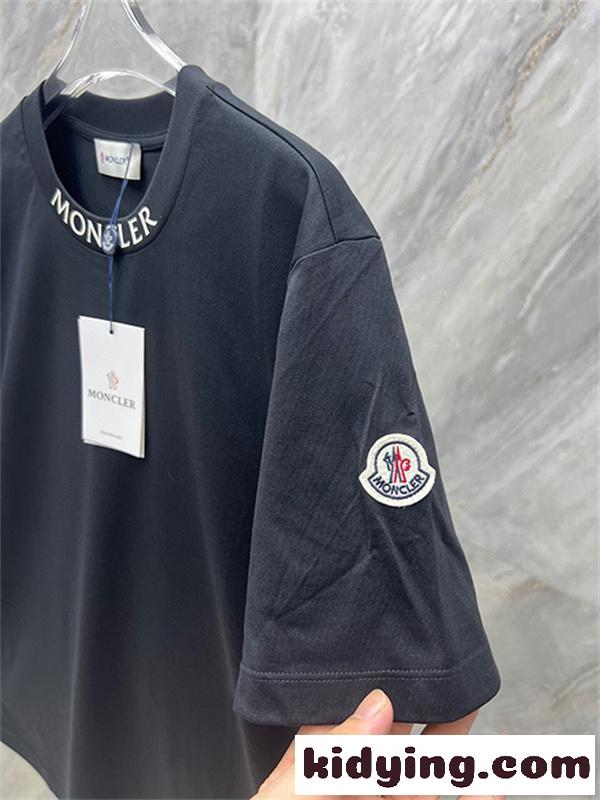 半袖Tシャツ MONCLER モンクレール コピー ネックロゴプリント クルーネック 袖ワッペン 無地調 カジュアルトップス-5