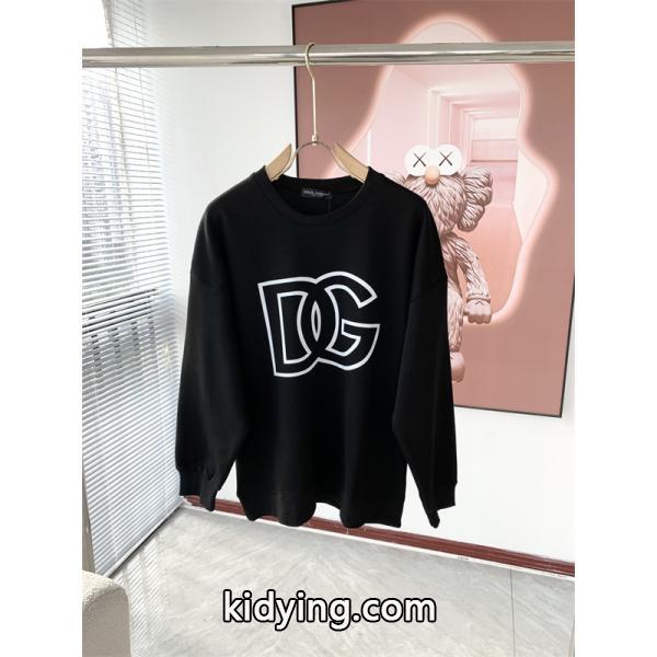 ブラック × ホワイト 2 色 大 DG ロゴ 円领 スウェット ドルチェ & ガッバーナ DOLCE & GABBANA 偽物 秋冬ブランド派注目-1