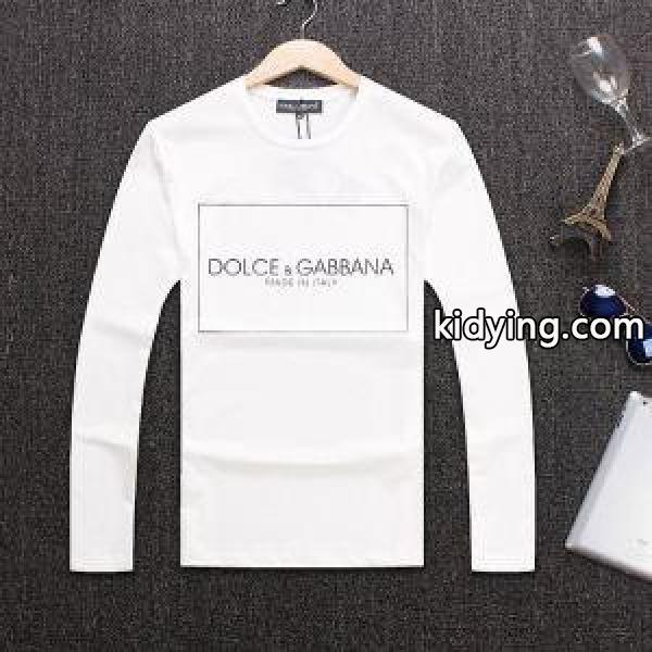 ドルチェ & ガッバーナ コピーソフト優しい肌触りお勧め手頃tシャツ爆買い大得価ブラックホワイト男性用長袖tシャツ-1