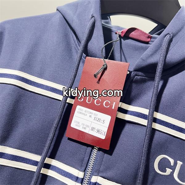 2025秋冬 暖かスタイリッシュ ネイビー GUCCI ボーダーライン パーカー  グッチ コピー-4