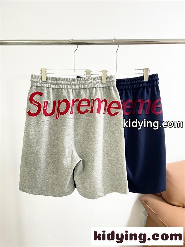 刺繍 シュプリーム コピー ハーフパンツ ウエストゴム ドローストリング ブラック グレー 夏 カジュアル Supreme メンズ-3