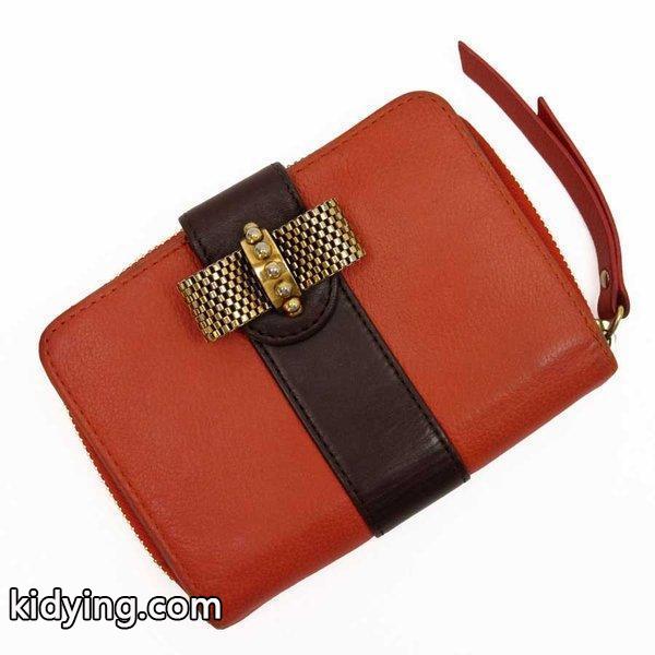 クリスチャンルブタン Christian Louboutin 二つ折り財布 リボン レザーx金属素材 オレンジxブラウンxゴールド 定番人気 :t13091:ブランドバリュー - 通販ショッピング-0