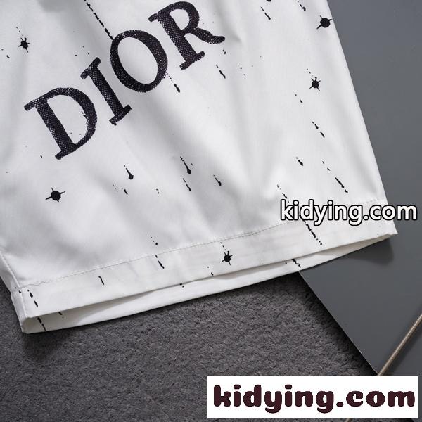 モノトーン 飛沫プリント 速乾ハーフパンツ Dior 激安 ドローコード仕様 ディオール サマービーチショーツ-3
