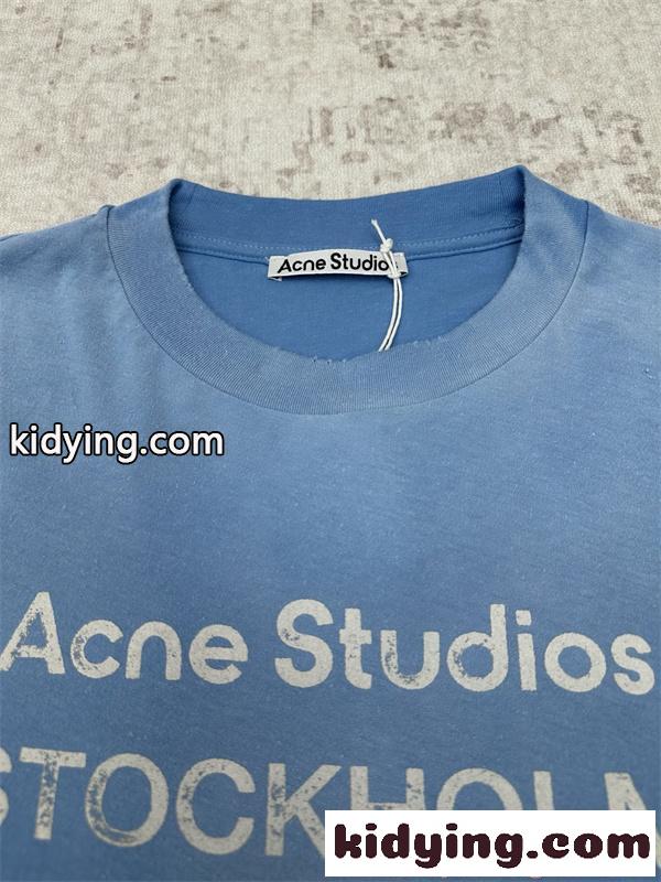 Acne ロゴプリント Tシャツ ブルー 長袖 カジュアル ストリート 抜け感 アクネストゥディオズ コピー-2