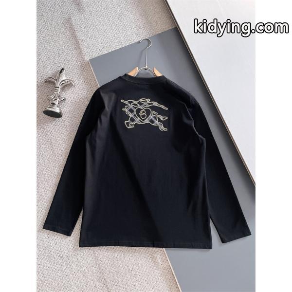 高級感漂う 2025秋冬 ブラック エレガント刺繍 長袖Tシャツ バーバリー コピー BURBERRY-1