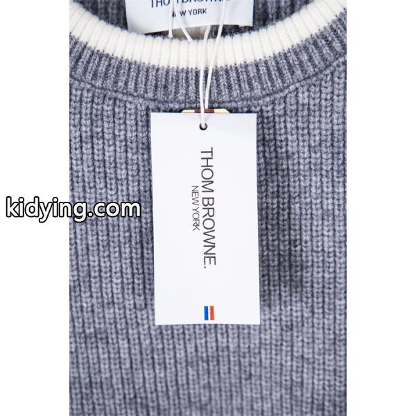 Thom Browne コピー 2025秋冬おすすめ グレー × ホワイト パイピング セーター トムブラウン-3