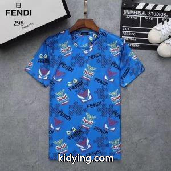 フェンディ 激安 FENDI 超激得 コットン生地 透けにくい Tシャツ とてもおすすめトレンド新作 トップス ブラック、ホワイト、ブルー-2