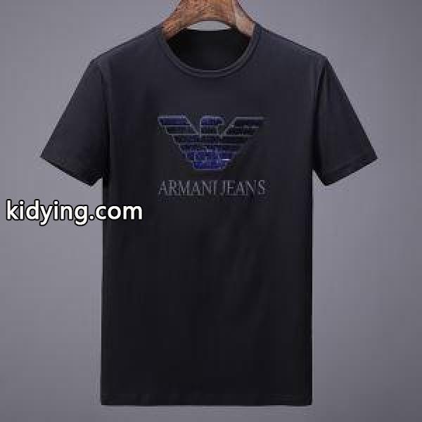 ブラック、ホワイト2色のARMANIアルマーニＴシャツメンズ半袖クルーネックスーパーコピー通販品-1