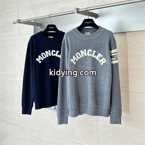 ロゴレタリング ネイビー / グレー モンクレール 2025秋冬 MONCLER コピーセーター ユニセックス クラシック-0