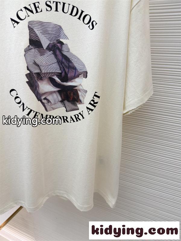 好評発売 ブラウン 立体ロゴ ゆったり カジュアル ACNE STUDIOS アクネ ストゥディオズ コピー 半袖Tシャツ-5