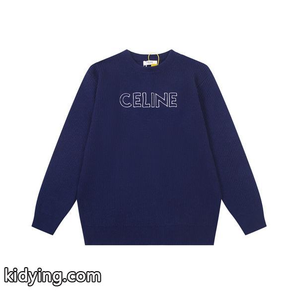 ネイビー 注目上昇 クラシック清雅 ロゴニット  セーター CELINE セリーヌ 偽物-0