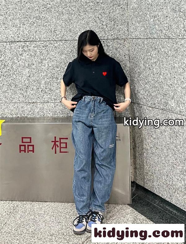 コムデギャルソン プレイ COMME des GARÇONS PLAY ポロシャツ 半袖 激安 ワンポイント ハート刺繍 シンプル カジュアル 男女兼用 ゆったり 夏 ブラック-2