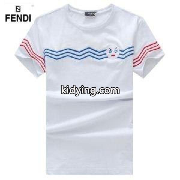 フェンディ tシャツ 激安 FENDI お買い得 通気性 滑らか綿麻素材 きれいTシャツ 半袖 ブラック、ホワイト、赤色-2