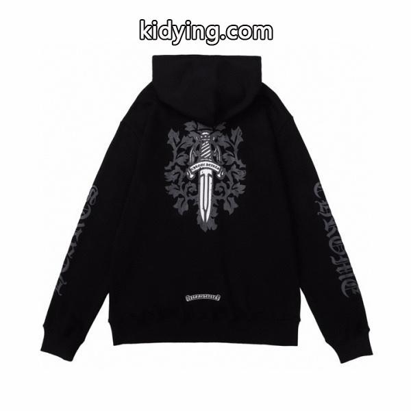 クロムハーツ コピー ジップパーカー 重厚 精巧 クロスエンブレム スリーブロゴ ブラック CHROME HEARTS-0