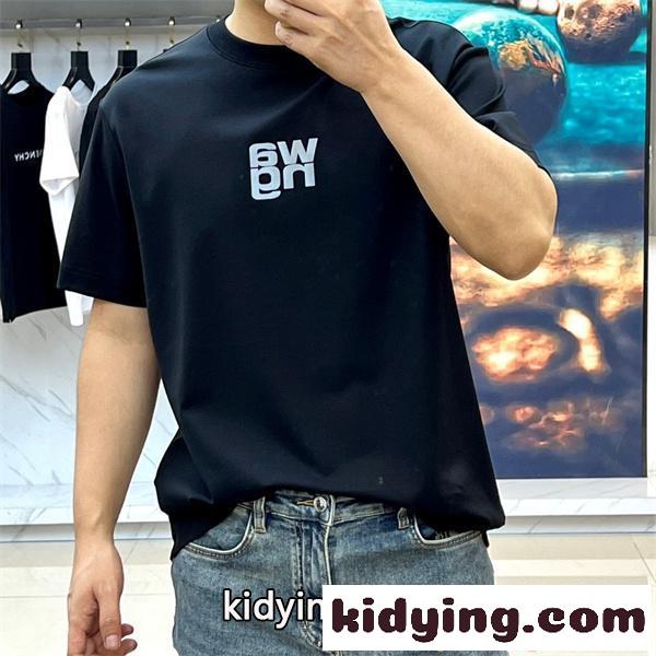 Alexander wang ロゴTシャツ 反転プリント 韓国風カジュアル モード感 軽やか素材 アレキサンダーワン コピー-0
