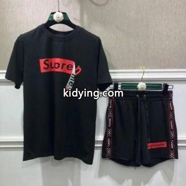人気！国内関税込Supremeシュプリーム Ｔシャツ コピー 半袖 2点セット ショット パンツ メンズ バスケットボール 服 吸汗速乾-0