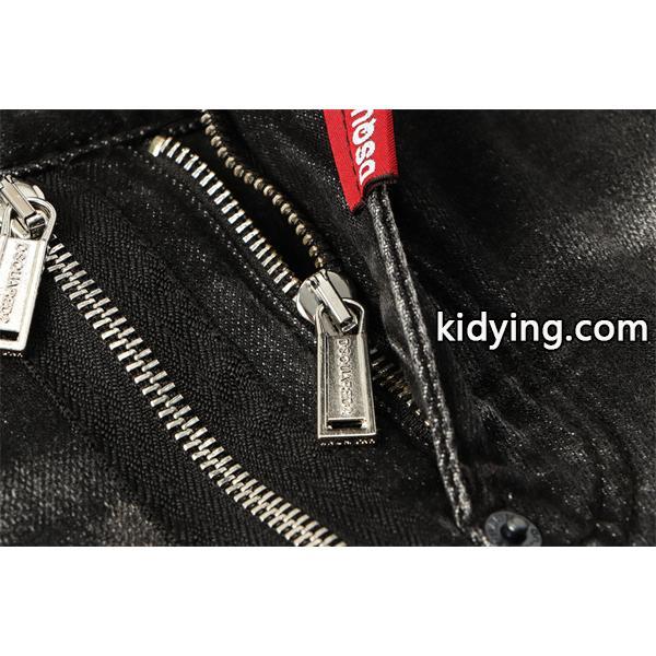 Dsquared2 激安 ブラック ダメージデニム メンズ ペンキ加工 ヴィンテージ スキニーフィット ジーンズ-5