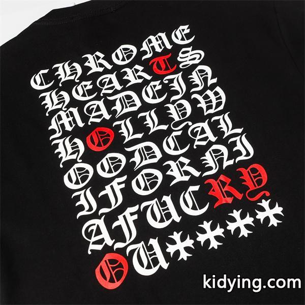 春秋夏冬人気セールCHROME HEARTS クロムハーツコピー 男女兼用カップルCHロゴファッション半袖Tシャツ-0