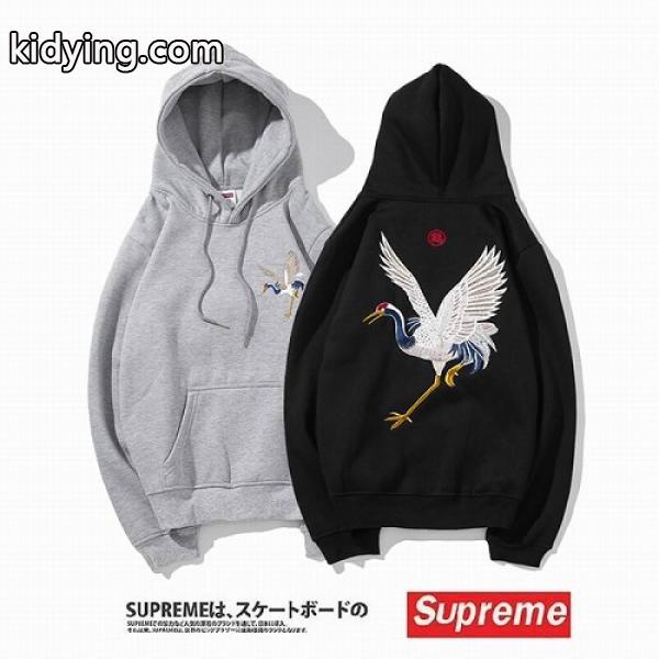 大注目のシュプリーム SUPREME つる刺繍 パーカー ロングシーズン着用可能-0