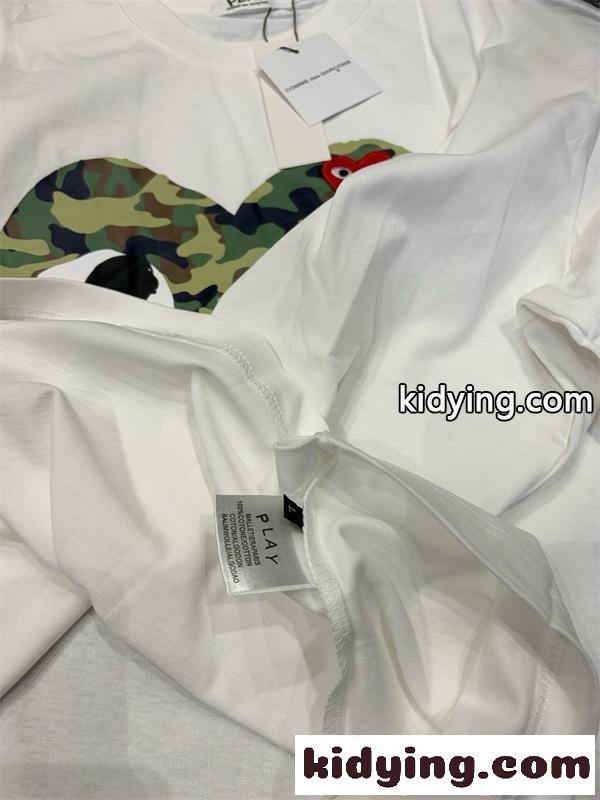 コムデギャルソン プレイ COMME des GARÇONS PLAY Tシャツ 半袖 迷彩ハート カモフラージュ 激安 ビッグロゴ インパクト ペア対応 男女兼用 コットン 白 黒-6