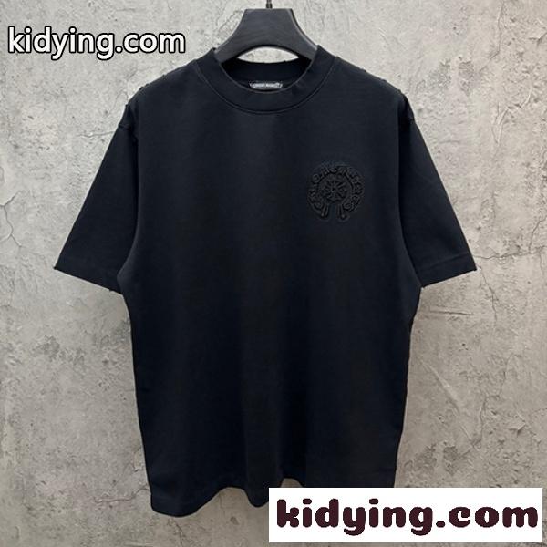 CHROME HEARTS クロムハーツ ホワイト 半袖Tシャツ 胸元エンボスロゴ クルーネック 爽麗 ゆったり 人気 トップス-7