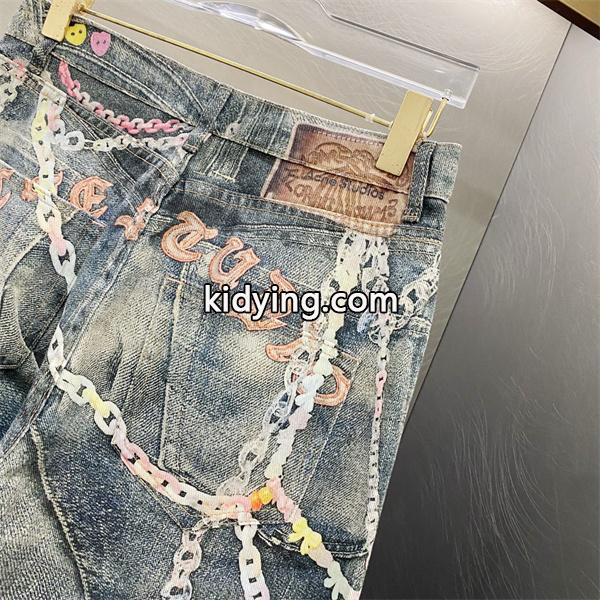 Acne Studios コピー 激安 アクネステュディオズ 25FW 新作 3Dチェーンプリント デニムパンツ 男女兼用 バギー ワイドジーンズ ヴィンテージ加工 ストリート カジュアル-2