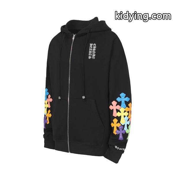 レア ホワイト × マルチカラーロゴ カラフル刺繍 着心地最高 2025秋冬定番 クロムハーツ コピー Chrome Hearts パーカー-2