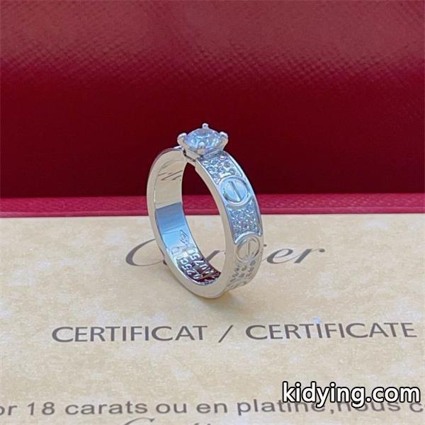 Cartier カルティエ コピー 華奢輝き センターストーン ビスモチーフ リング 上品-3