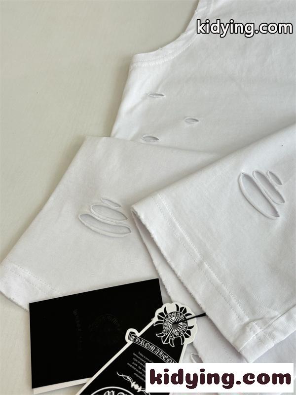 クロムハーツ メンズ ノースリーブTシャツ ブラック ホワイト 刺繍ロゴ入り Chrome Hearts コピー ノースリーブTシャツ カジュアル トップス-5