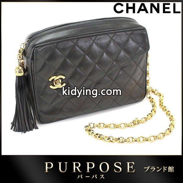 マトラッセ チェーン ショルダー バッグ フリンジ レザー ブラック CC ロゴ ココマーク :90049839:PURPOSEパーパス・ヤフー店 - 通販ショッピング-0